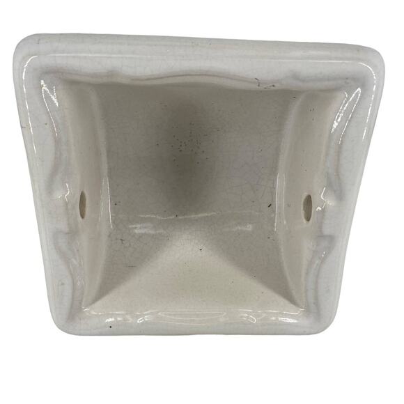 Vintage Ceramic Inset Toilet Paper Holder Rectangular Flawed Antique Art Deco - Picture 15 of 15